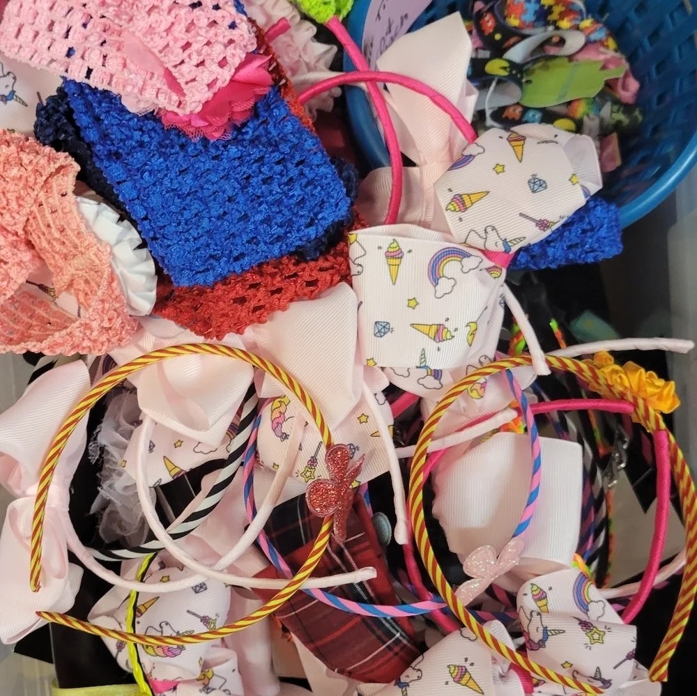 Mystery Bag Colorful Kids Headbands Barettes Hair Ties 12+ Per Bag